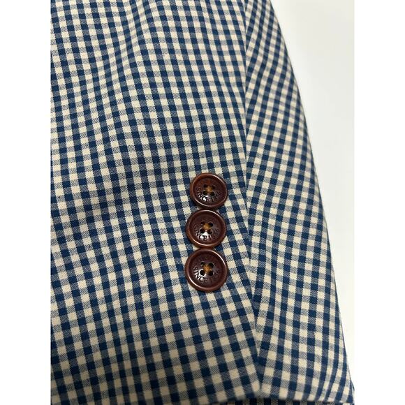 Orvis Gingham Sport Coat Jacket Navy Khaki Check 42L Classic Blazer Cotton Blend - Picture 5 of 8